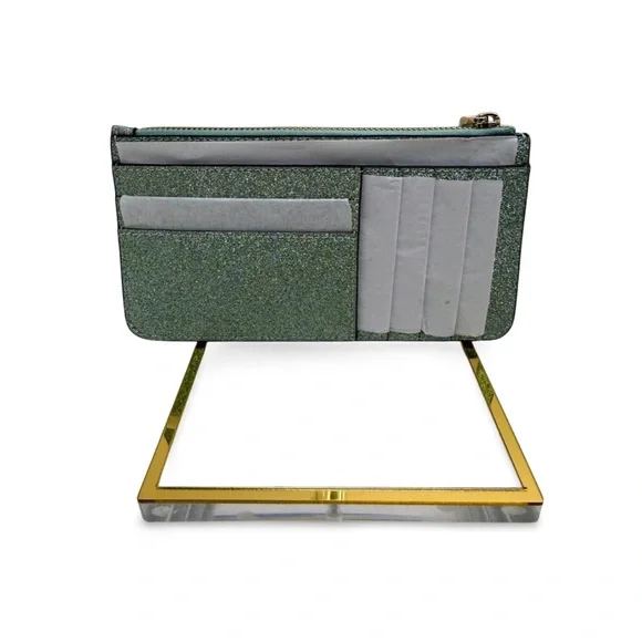 Kate Spade NIB Kenzie Glitter Seawater Wristlet Zip Pouch w/ Box NWT - Picture 5 of 14